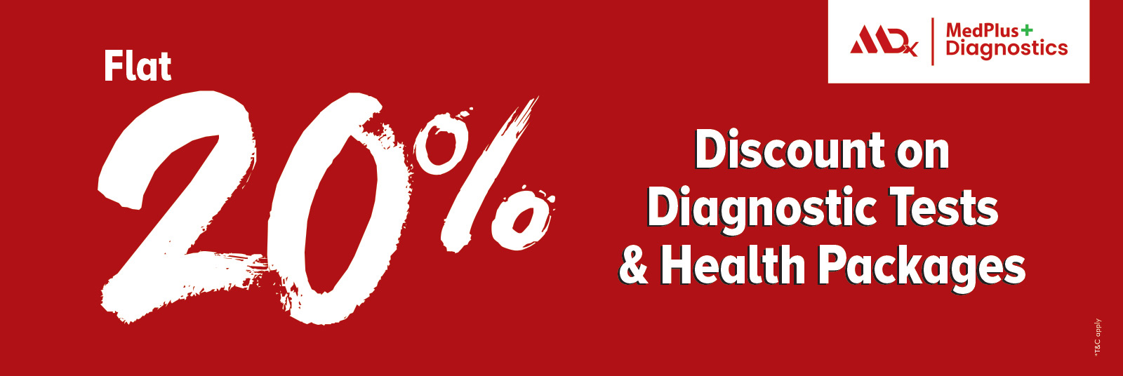 Flat 20 Percentage Discount on Lab Tests and Health Packages