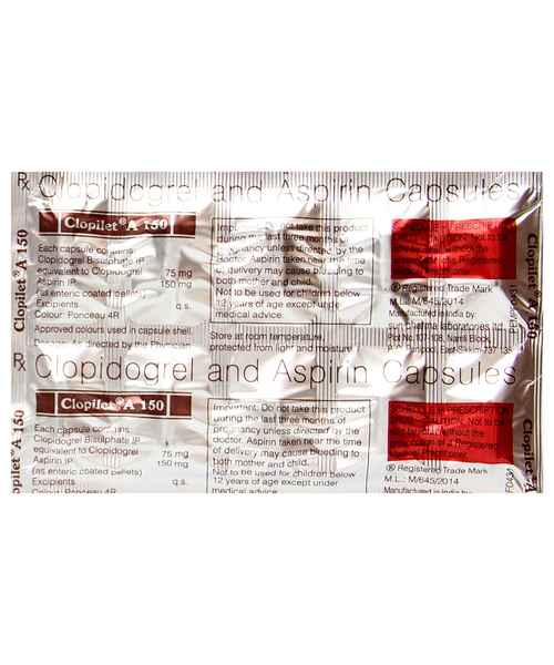 Clopilet A 150mg Cap Sun Pharma Buy Clopilet A 150mg Cap Online At Best Price In India Medplusmart