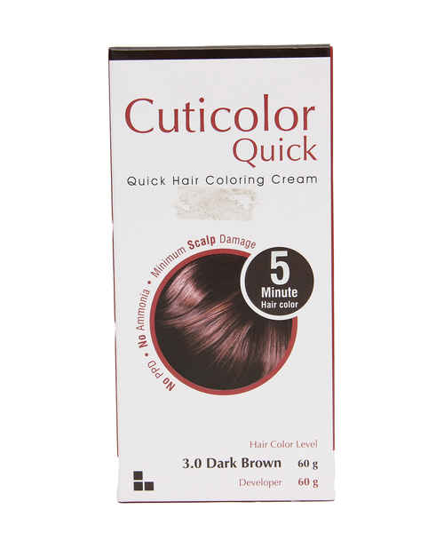 CUTICOLOR QUICK HAIR COLORING 3.0 DARK BROWN 60GM CREAM ( CUTICOLOR