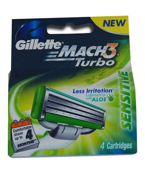 GILLETTE MACH3 TURBO SENSITIVE CARTRIDGES 4S ( GILLETTE ) - - MedPlusMart