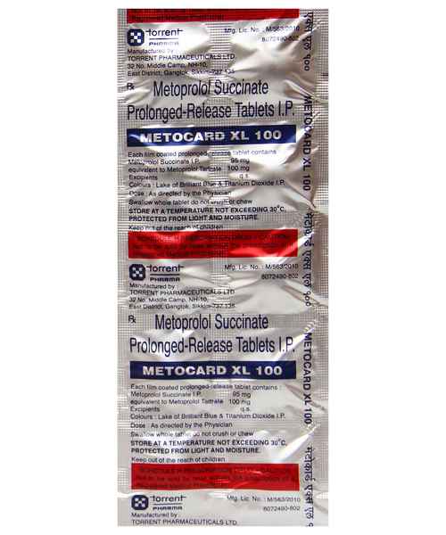 Metocard Xl 100mg Tab Torrent Pharmaceuticals Ltd Buy Metocard Xl 100mg Tab Online At Best Price In India Medplusmart