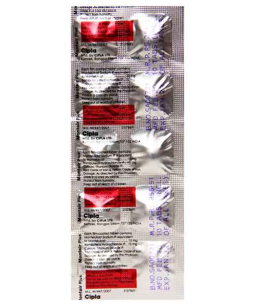 MONTAIR PLUS TAB ( CIPLA ) - Buy MONTAIR PLUS TAB Online at best Price ...