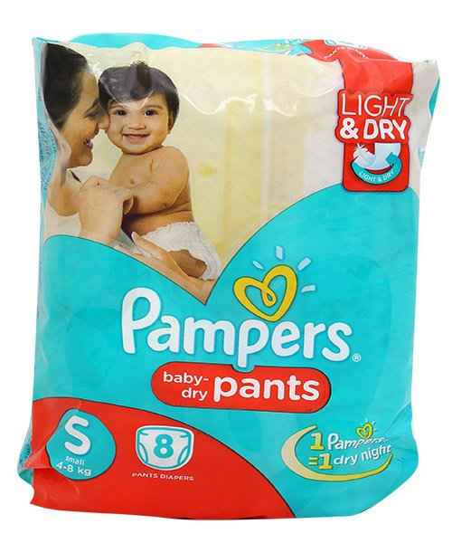 Pampers Baby-Dry Pants Diaper Small Lotion with Aloe Vera: Buy packet of  9.0 diapers at best price in India | 1mg