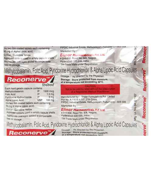 Reconerve Cap Elinor Pharmaceuticals Pvt Ltd Buy Reconerve Cap Online At Best Price In India Medplusmart