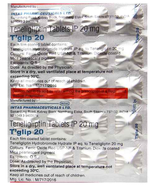 T GLIP 20MG TAB ( INTAS PHARMACEUTICALS LTD ) - Buy T GLIP 2 - MedPlusMart