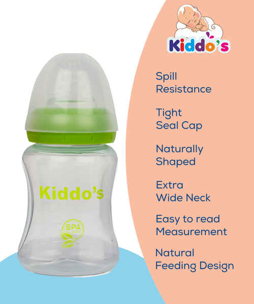 Wide neck feeding store bottle