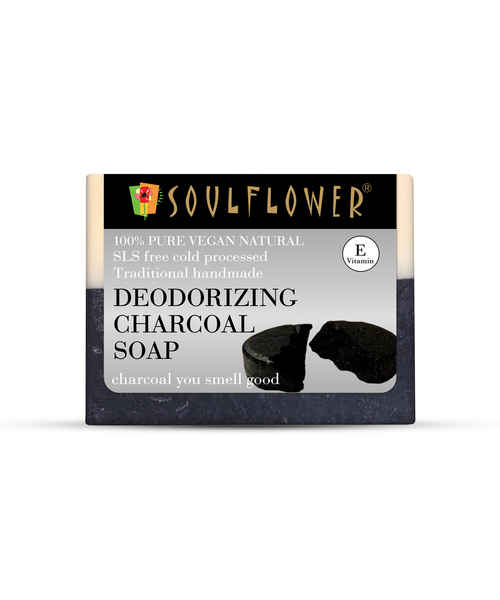SOULFLOWER DEODORIZING CHARCOAL SOAP 150GM