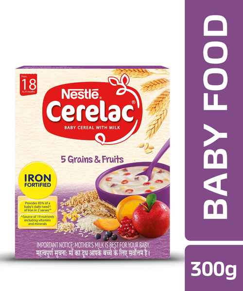 NESTLE CERELAC FORTIFIED BABY CEREAL WITH MILK, 5 GRAINS & FRUITS - STAGE 5 300GM