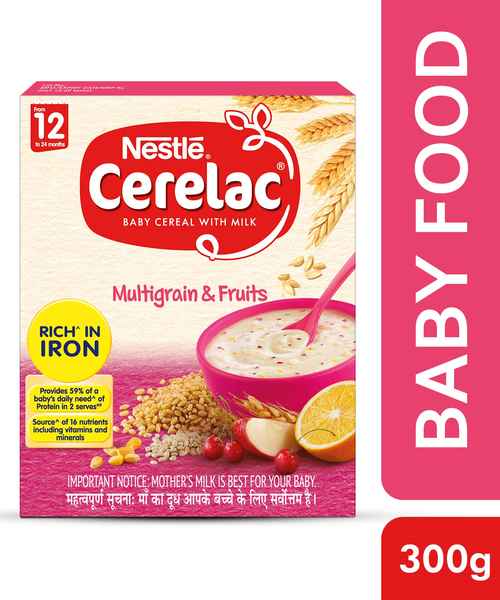 NESTLE CERELAC FORTIFIED BABY CEREAL WITH MILK, MULTIGRAIN & FRUITS - STAGE 4 300 GM