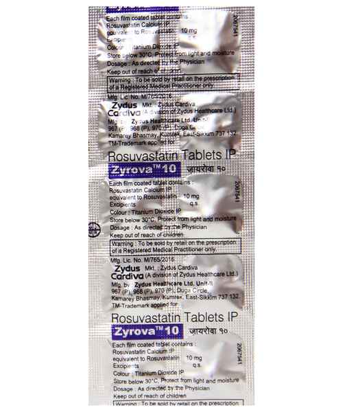 ZYROVA 10MG TAB ( ZYDUS HEALTHCARE LTD ) - Buy ZYROVA 10MG T - MedPlusMart