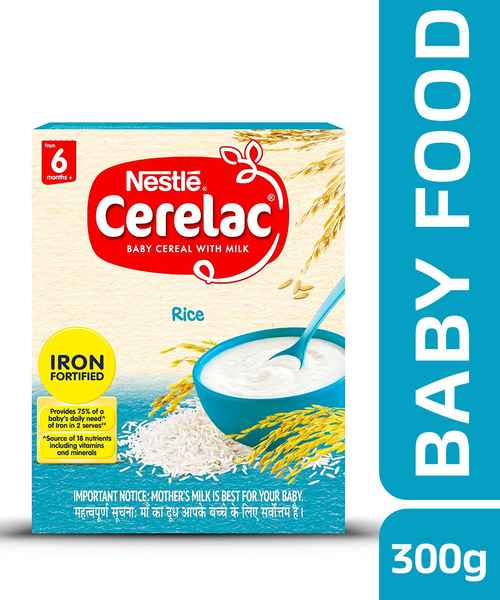 NESTLE CERELAC FORTIFIED BABY CEREAL WITH MILK, RICE - STAGE 1 300GM