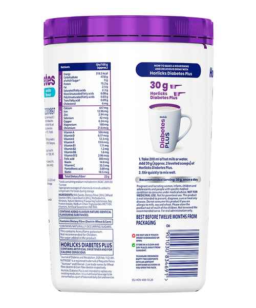 HORLICKS DIABETES PLUS VANILLA BIB 400GM(HINDUSTAN UNILEVER LTD) - Buy  HORLICKS DIABETES PLUS VANILLA BIB 400GM Online at best Price in India -  MedplusMart