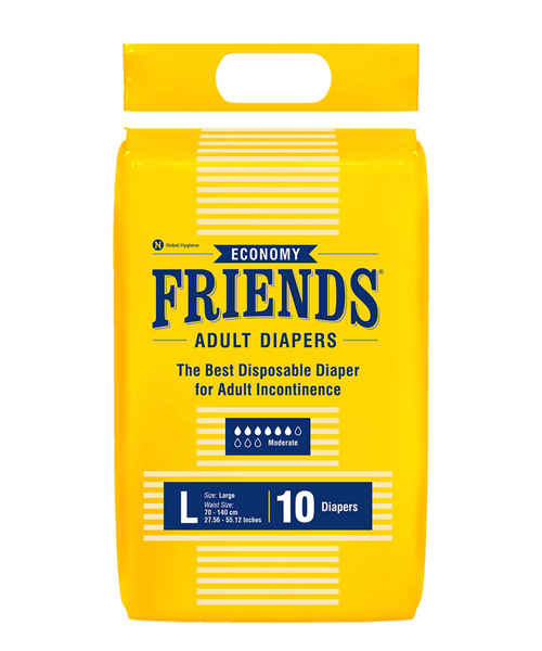 FRIENDS ADULT DIAPERS ECONOMY LARGE 10's