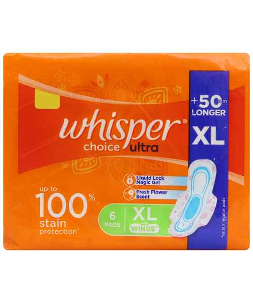 Buy Whisper Choice Ultra Sanitary Napkin with Wings (XL) 6 pads Online at  Best Prices in India - JioMart.