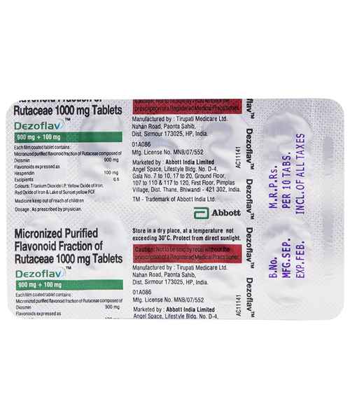 Daflon 1000 Tablet - Uses, Dosage, Side Effects, Price, Composition