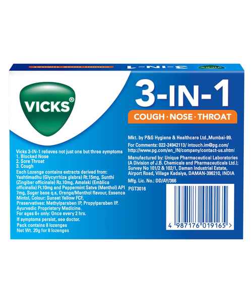 VICKS 3 IN 1 ORANGE MENTHOL LOZENGE ( VICKS ) Buy VICKS 3 MedPlusMart