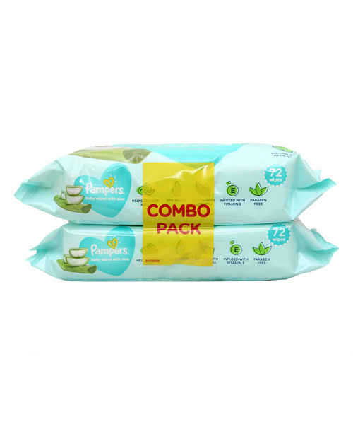 Buy pampers baby wipes with aloe 72 wipes combo pack Online at best
