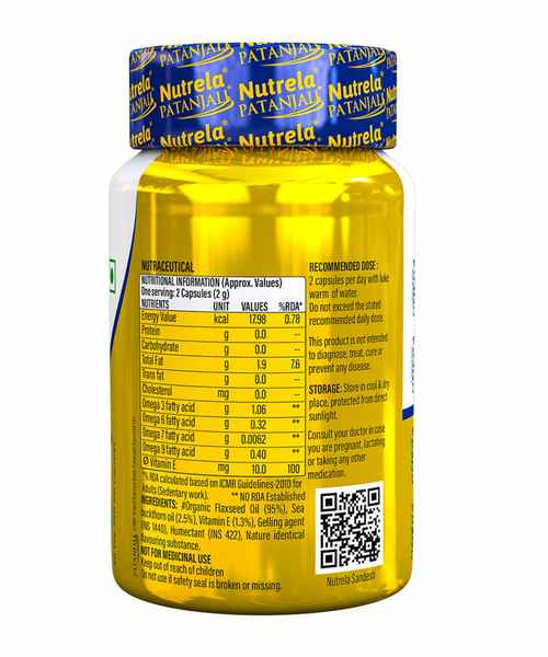 PATANJALI NUTRELA ORGANIC OMEGA 3,6,7 & 9 60S CAP ( PATANJALI NUTRELA